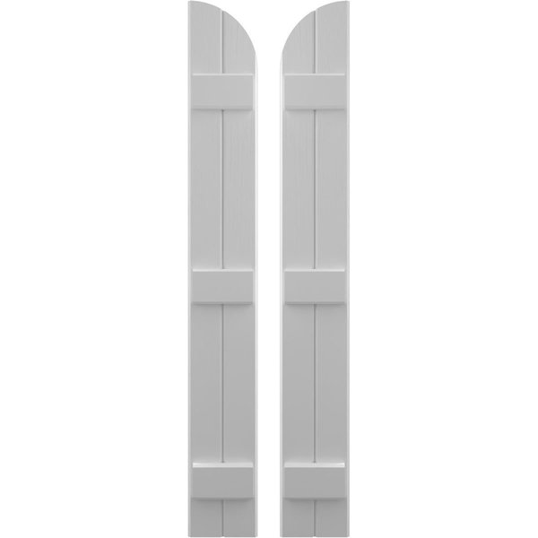 Americraft 2-Board (3 Batten) Wood Joined Board-n-Batten Shutters w/ Arch Top, ARW401BQ207X59PRH